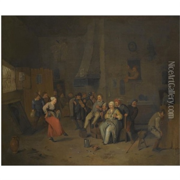 An Interior With Inebriated Villagers Making Merry Oil Painting - Egbert van Heemskerck the Elder