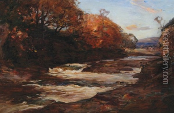 Angler By A Stream Oil Painting - Joseph Malachy Kavanagh