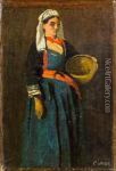 Bretonische Bauerin Oil Painting - Jean-Baptiste-Camille Corot