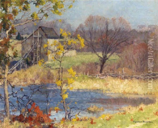 Pond At Old Lyme, Connecticut Oil Painting - Maurice Braun