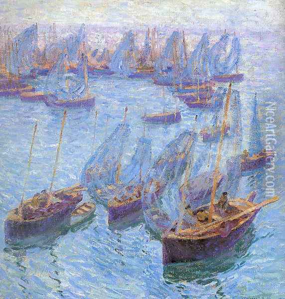 Breton Fishing Boats 1912 Oil Painting - Bernhard Gutmann