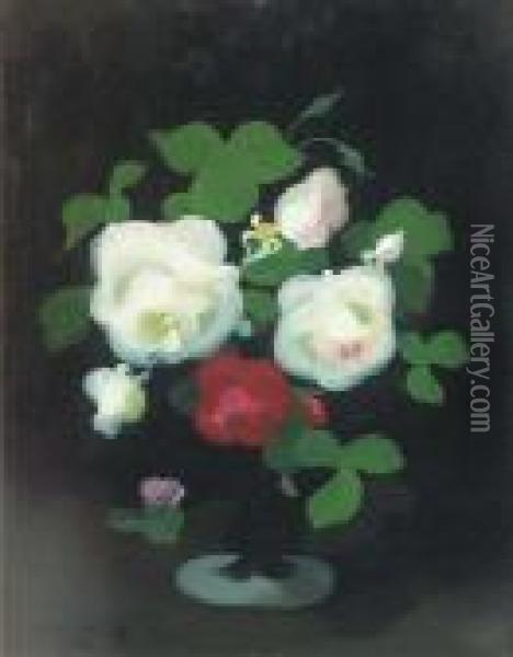 Still Life Of Roses In A Vase Oil Painting - James Stuart Park