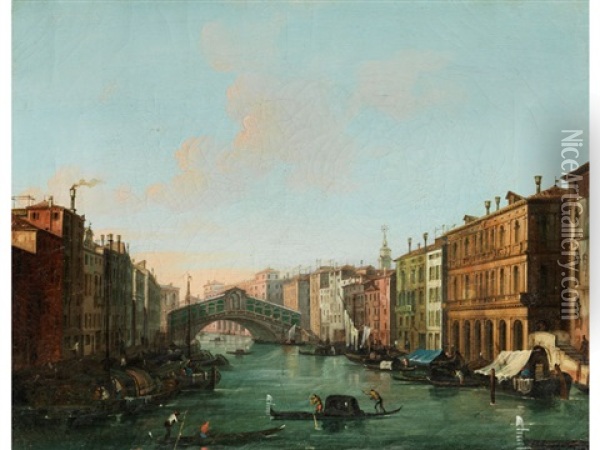 Venedig - Blick Auf Den Canal Grande Mit Rialtobrucke Oil Painting - Giuseppe Bernardino Bison