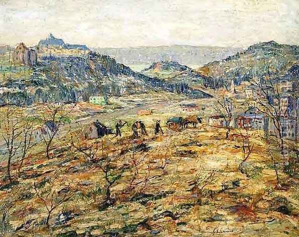 City Suburbs Oil Painting - Ernest Lawson