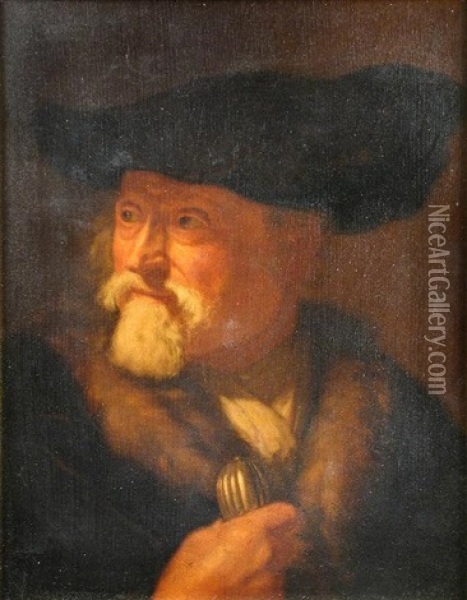 A Philosopher Holding His Staff Oil Painting - Christian Wilhelm Ernst Dietrich
