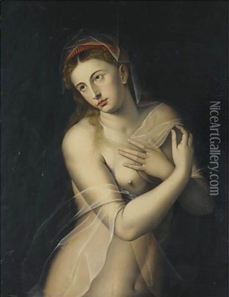 A Female Nude, Possibly Bethsheba Oil Painting - Vincent Sellaer