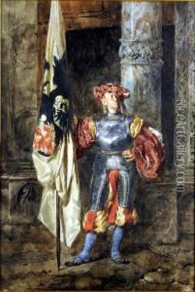 [le Porte-drapeau] (date 1850) Oil Painting - Henri Leys