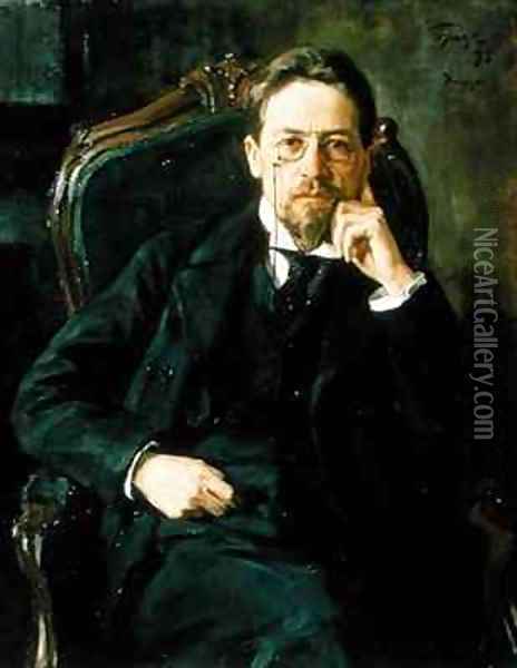 Portrait of Anton Pavlovich Chekhov Oil Painting - Osip Emmanuilovich Braz
