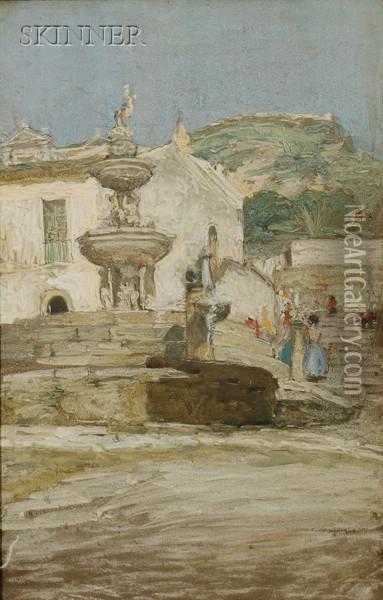 Fountain At Taormina Oil Painting - Marion C. Hawthorne