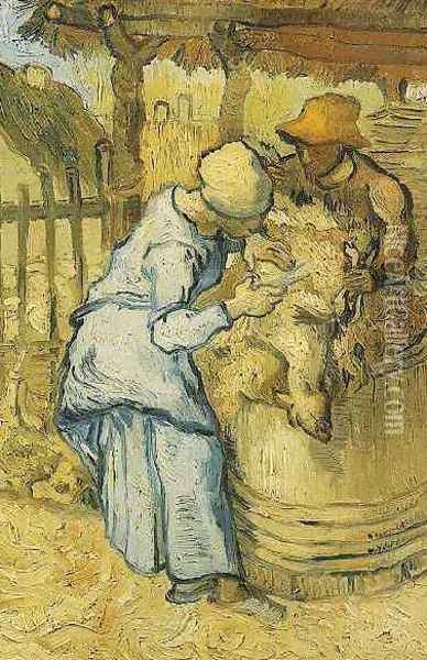 Sheep Shearers The (after Millet) Oil Painting - Vincent Van Gogh