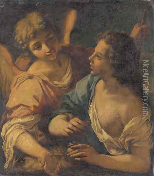 Tobias and the Angel Oil Painting - Roman School