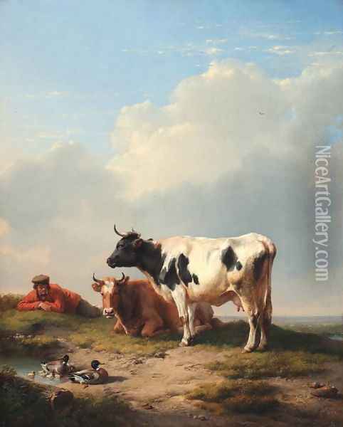 Midday Rest Oil Painting - Eugene Verboeckhoven