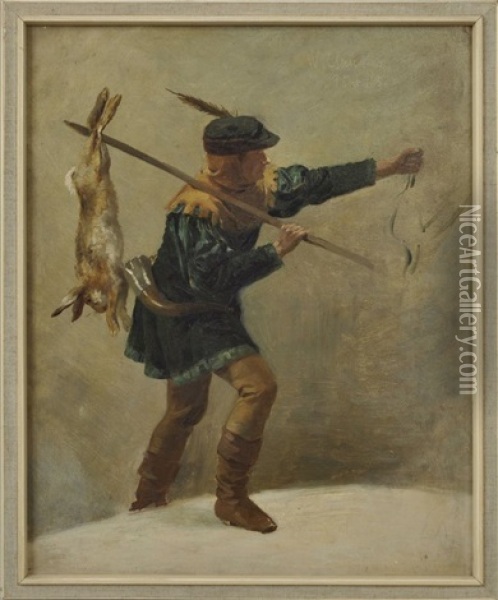 Jager Mit Erlegtem Hasen Oil Painting - Wilhelm Ludwig Heinrich Claudius