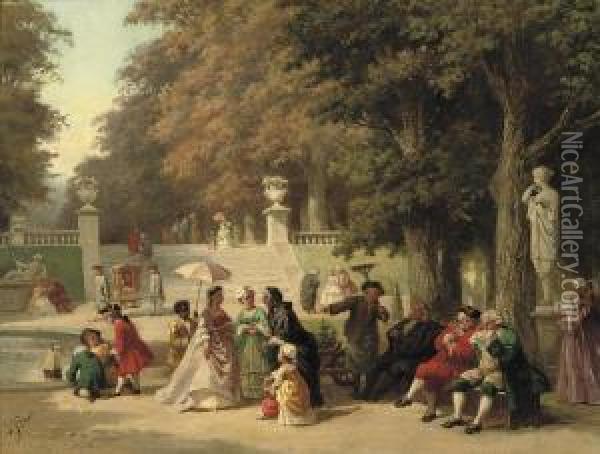 The Garden Party Oil Painting - Jan Jacob Zuidema Broos