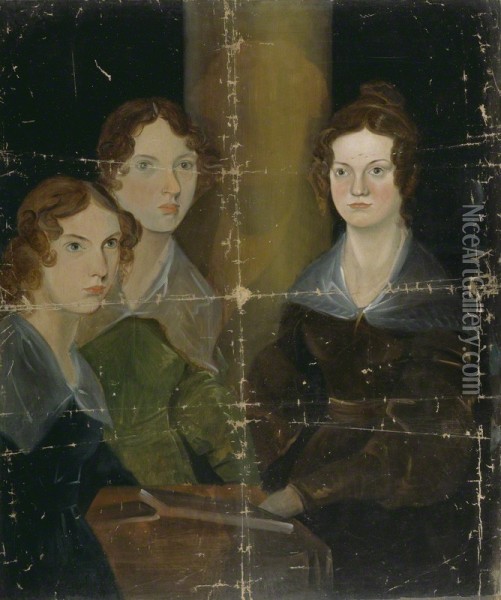 Portrait of the Bronte Sisters Oil Painting - Patrick Branwell Bronte