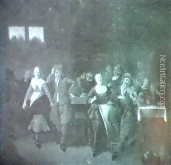 Peasants Merry-making In An Inn. Oil Painting - Jan Miense Molenaer