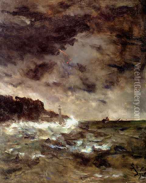 A Stormy Night Oil Painting - Alfred Stevens