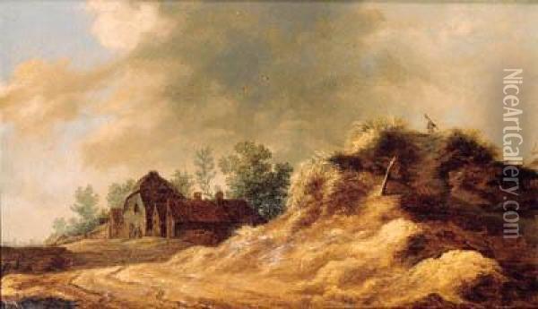 Farmhouses In The Dunes Oil Painting - Jan van Goyen