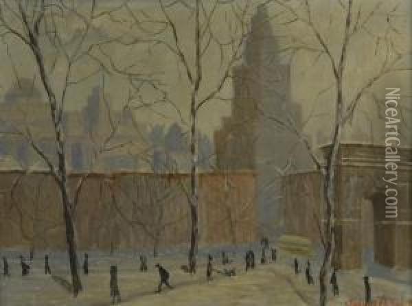 Washington Square Oil Painting - Ragnar Olson