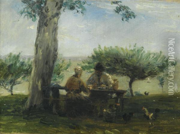 Le Jardin De La Ferme Saint Simeon, Honfleur Oil Painting - Adolphe Felix Cals