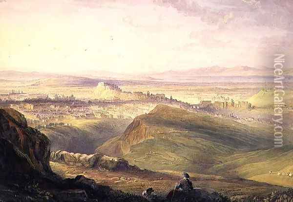 Edinburgh from Arthurs Seat Oil Painting - Hugh William Williams