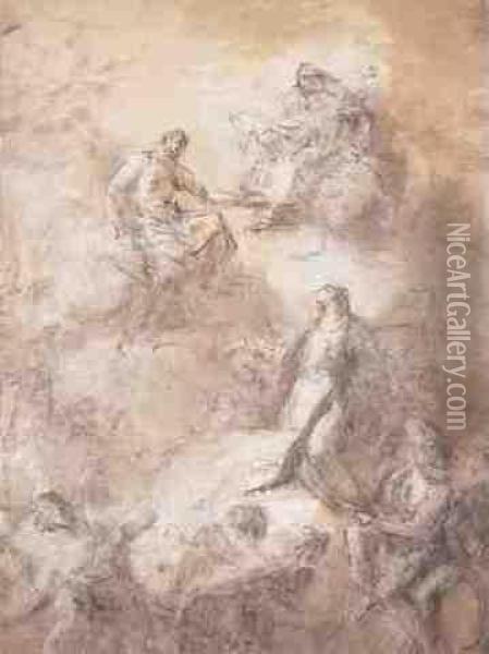 Cristo In Gloria Con Santi Oil Painting - Domenico Mondo