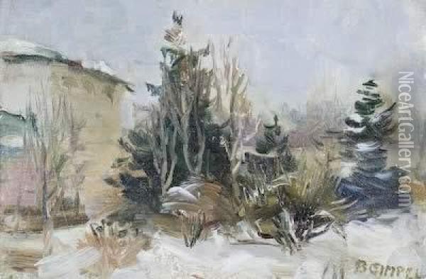 Hausgarten Im Winter Oil Painting - Bruno Gimpel