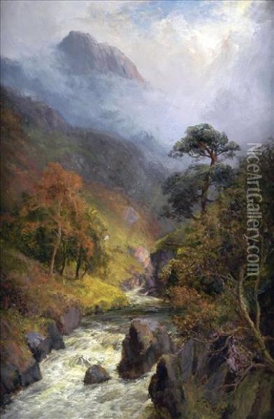 A Mountaintorrent Oil Painting - John Falconar Slater