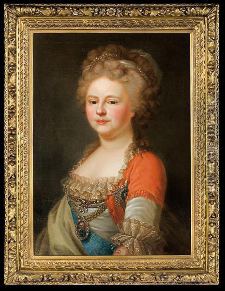 Portrait Of Maria Fiodorowna Oil Painting - Johann Baptist the Elder Lampi