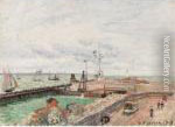 La Jetee Et La Semaphore Du Havre Oil Painting - Camille Pissarro