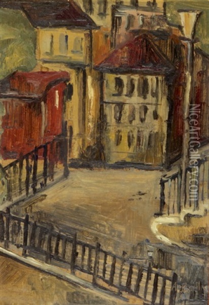 Blick Auf Einen Hinterhof (+ Sketch, Verso) Oil Painting - Alice Bailly