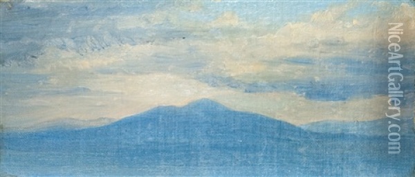 Landschaftsstudie Mit Bergen Und Wolken Oil Painting - Carl Robert Kummer