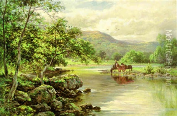 On The Lledr River, North Wales Oil Painting - Henry H. Parker