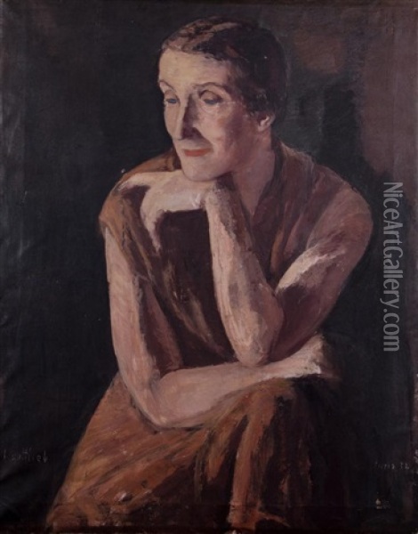 Portrait Of A Woman, 1932 Oil Painting - Leopold Gottlieb