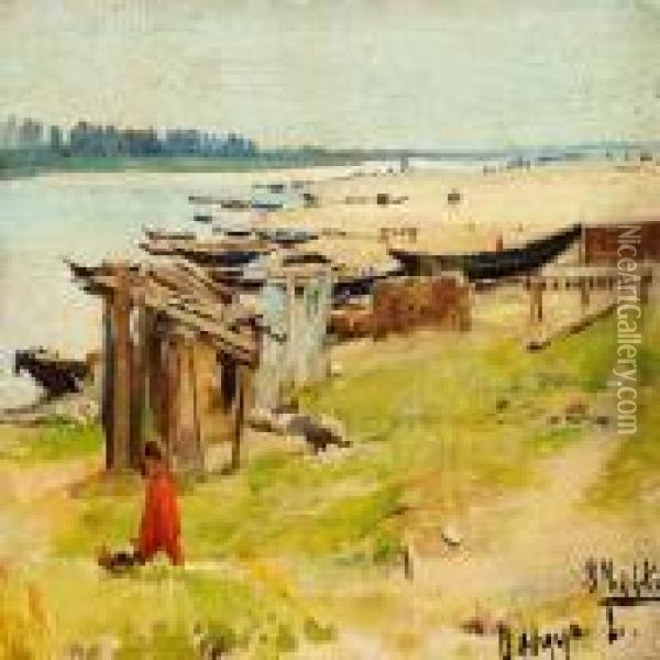 Summer View From Volga River Oil Painting - Vladimir Egorovic Makovsky