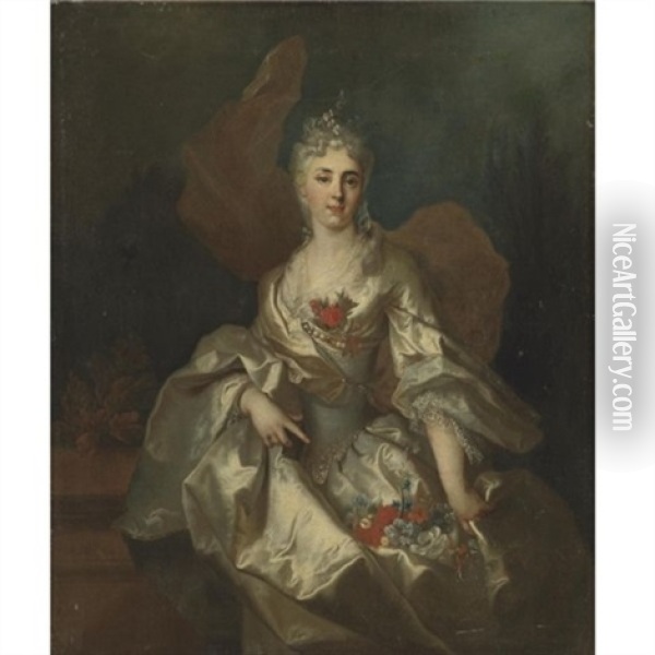 Portrait Of A Lady, Said To Be Marie-elisabeth Le Fevre De Caumartin Oil Painting - Nicolas de Largilliere