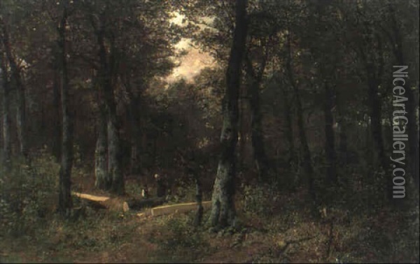 Waldlandschaft Oil Painting - Georg Oeder