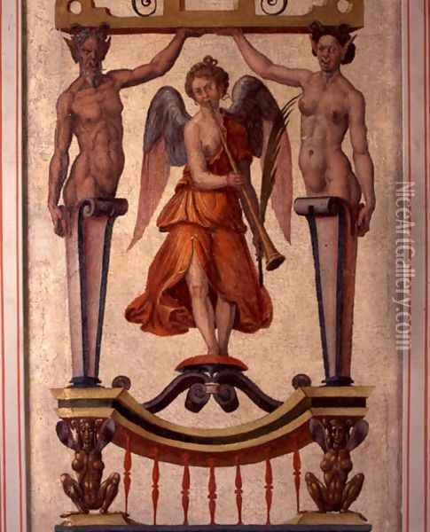 Arabesque panel, that may have come from Nonsuch Palace, 16th century Oil Painting - (Antonio del Nunziata) Toto