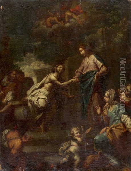 Jesus, Den Lahmen Heilend Oil Painting - Sebastiano Conca