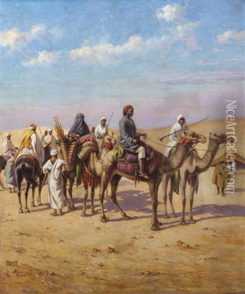Escena Con Camellos Oil Painting - Vittorio Rappini