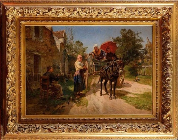 Scene Paysanne Oil Painting - Emile Charles Dameron
