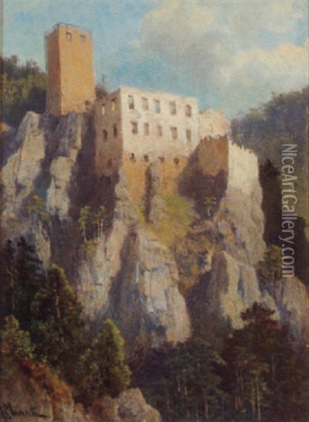 Blick Auf Die Ruine Rauhenstein Bei Baden Oil Painting - Leopold Munsch