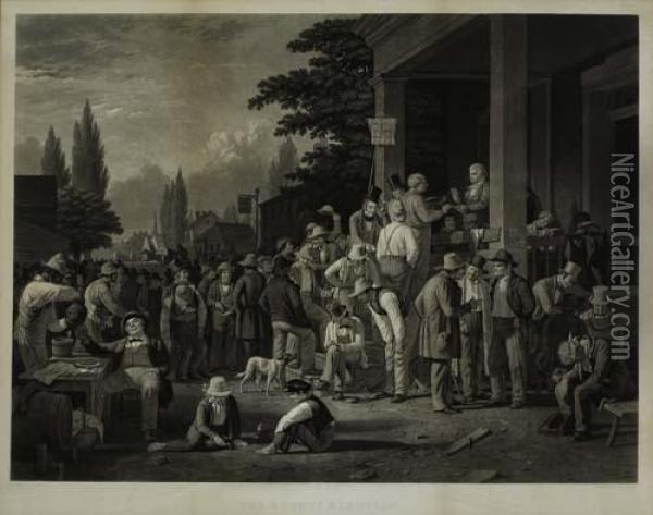 The County Election. Oil Painting - George Caleb Bingham