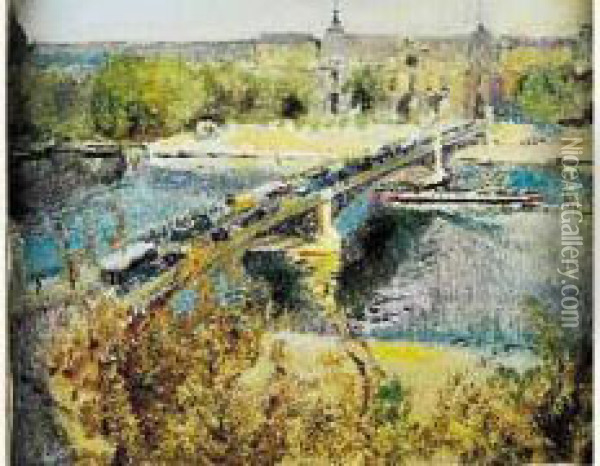 Le
 Pont Du Carrousel Oil Painting - Lucien Adrion