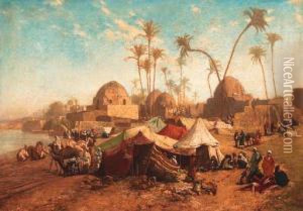 Bedouincamp Oil Painting - Karl Wilhelm Gentz