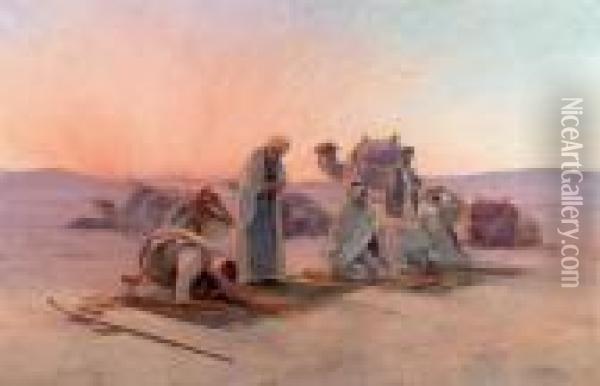 Evening Prayer. Oil Painting - Otto Pilny