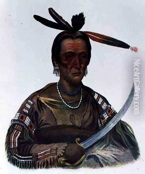 To-Ka-Cou, a Yankton Sioux Chief 1837 Oil Painting - George Cooke