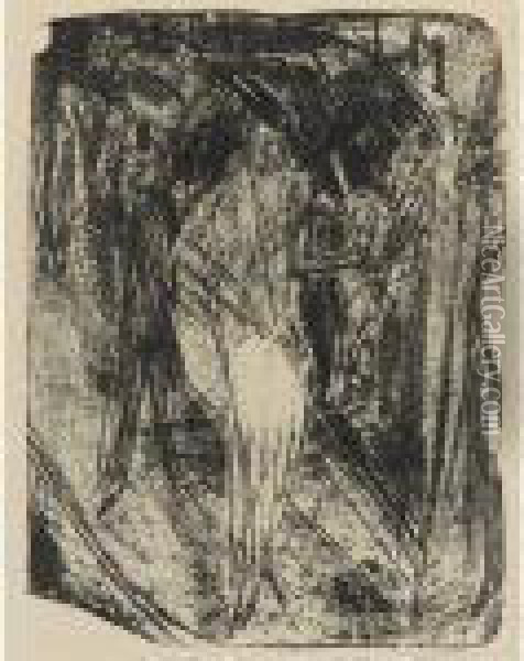 Dame Im Regen Oil Painting - Ernst Ludwig Kirchner