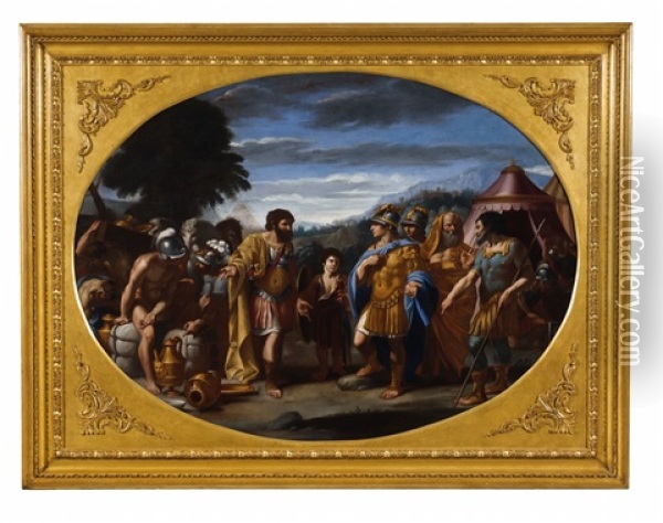 Alexander And Taxiles Oil Painting - Annibale Carracci