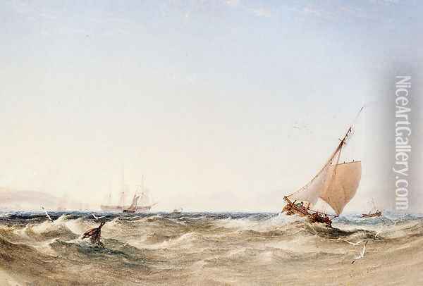 Shipping Off The Coast Oil Painting - Anthony Vandyke Copley Fielding